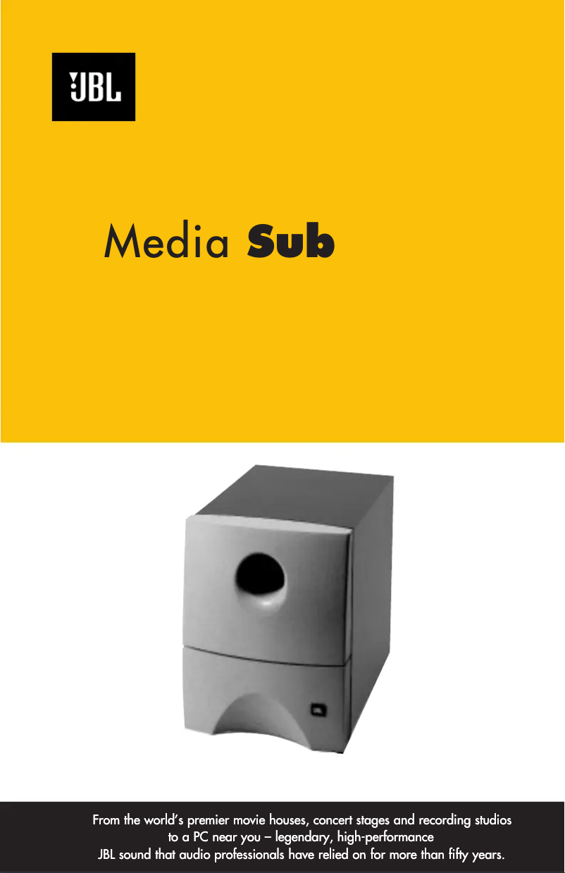 Page n°1 - Manuel utilisateur JBL Media Sub