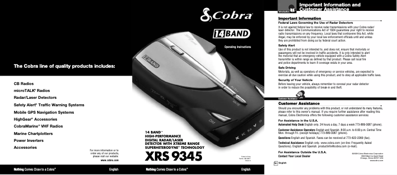 Page 1 de la notice Manuel utilisateur Cobra XRS 9345