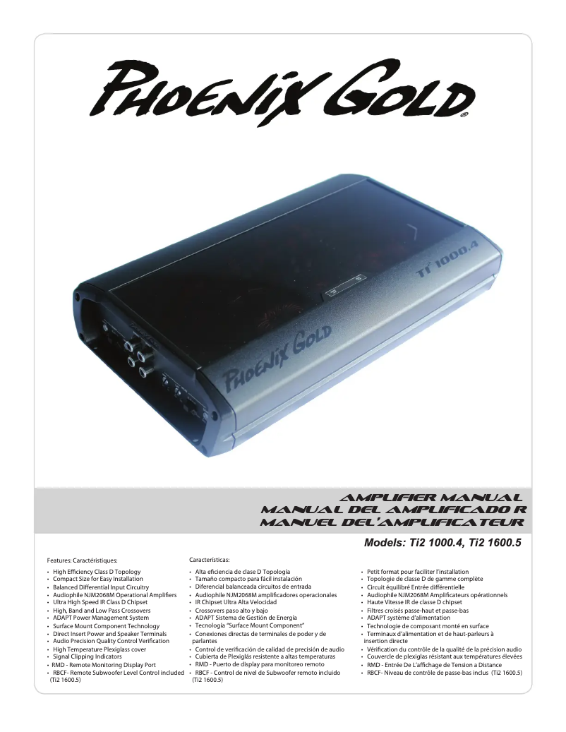 Page n°1 - Manuel utilisateur Phoenix Gold TI21300.1