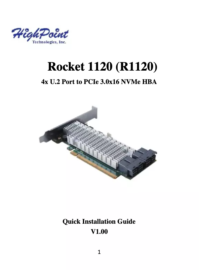 Page n°1 - Manuel utilisateur Highpoint Rocket 1120