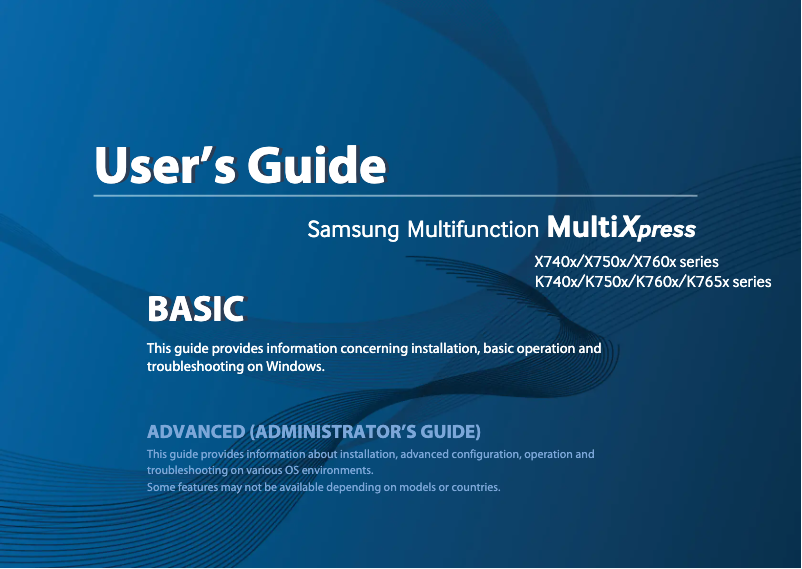 Page n°1 - Manuel utilisateur Samsung MultiXpress SL-K7600GX