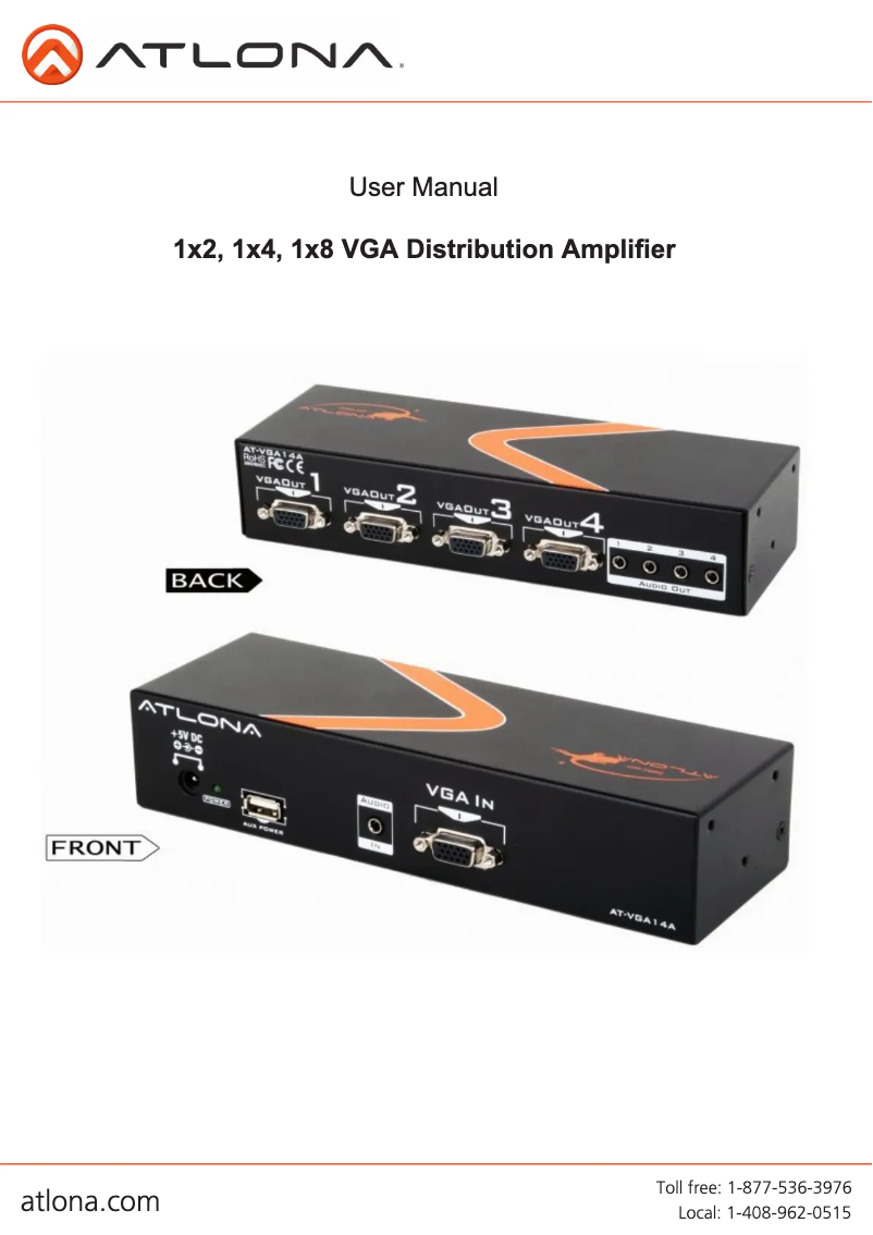 Página 1 del manual Manual de usuario Atlona AT-VGA12A