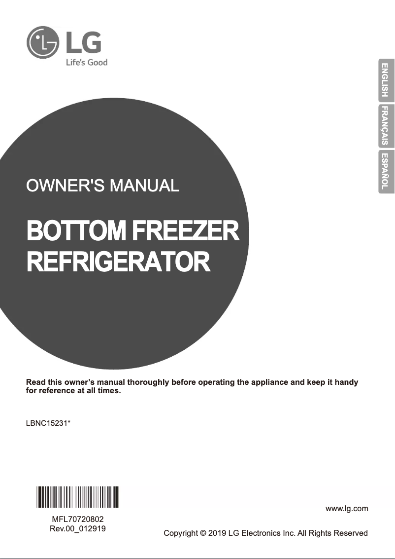 Page 1 de la notice Manuel utilisateur LG LBNC15231V