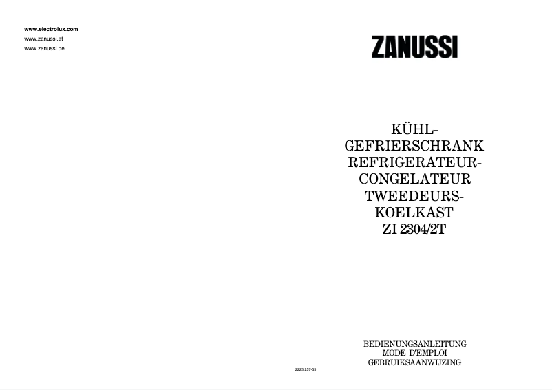 Page n°1 - Manuel utilisateur Zanussi ZI 2304