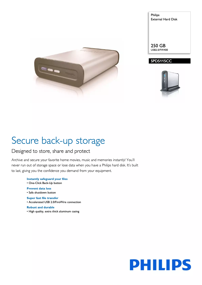 Page n°1 - Brochure Philips SPD5115CC