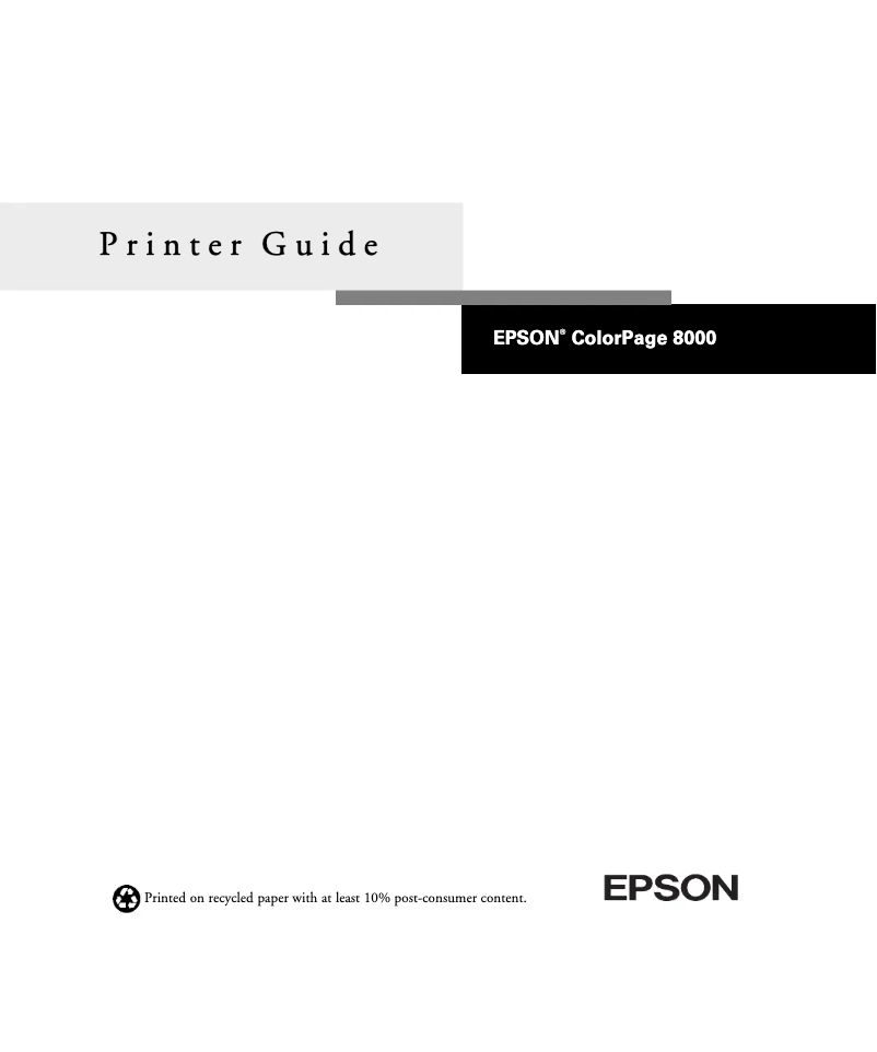 Page n°1 - Manuel utilisateur Epson ColorPage 8000