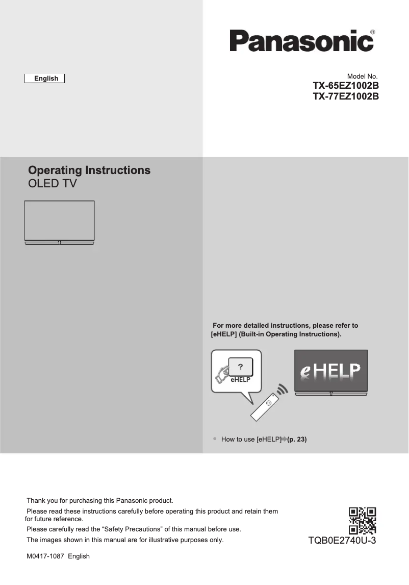 Página 1 del manual Guía de inicio rápido Panasonic TX-77EZ1002B