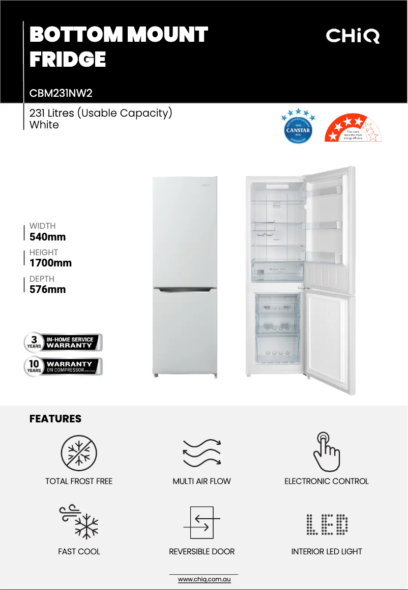 Page 1 de la notice Fiche technique CHiQ CBM231NW2