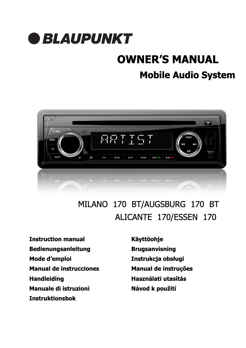 Page n°1 - Manuel utilisateur Blaupunkt Augsburg 170 BT