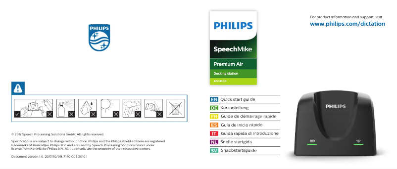 Page n°1 - Manuel utilisateur Philips SpeechMike Premium Air ACC4000