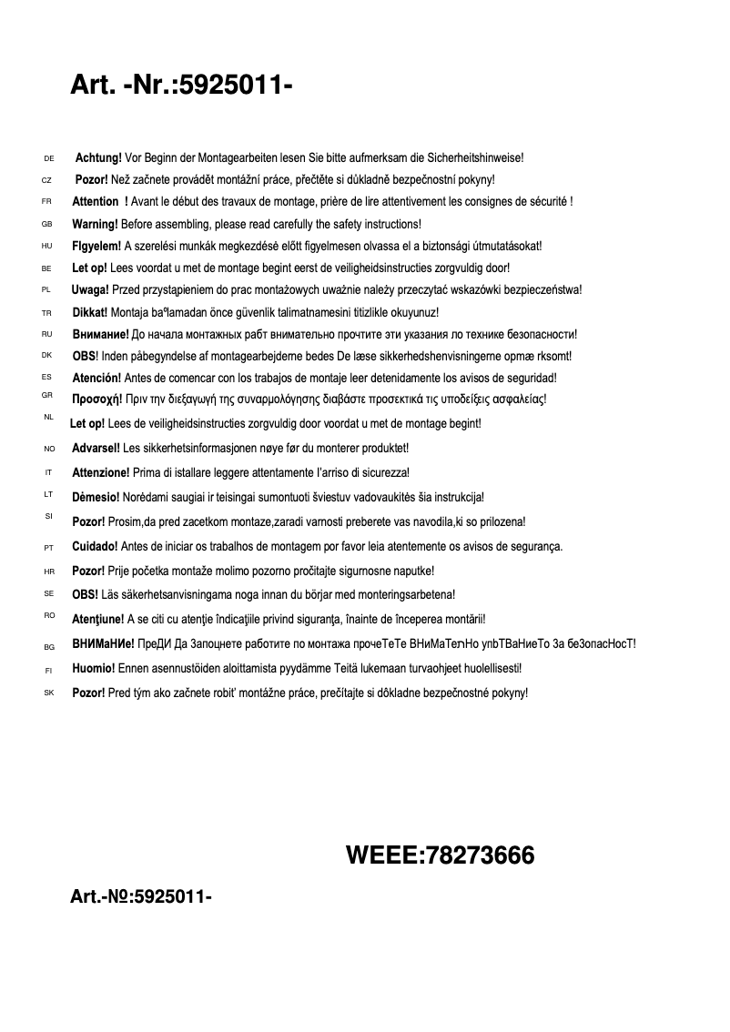 Page 1 de la notice Manuel utilisateur Trio Lighting Henk 5925011-07