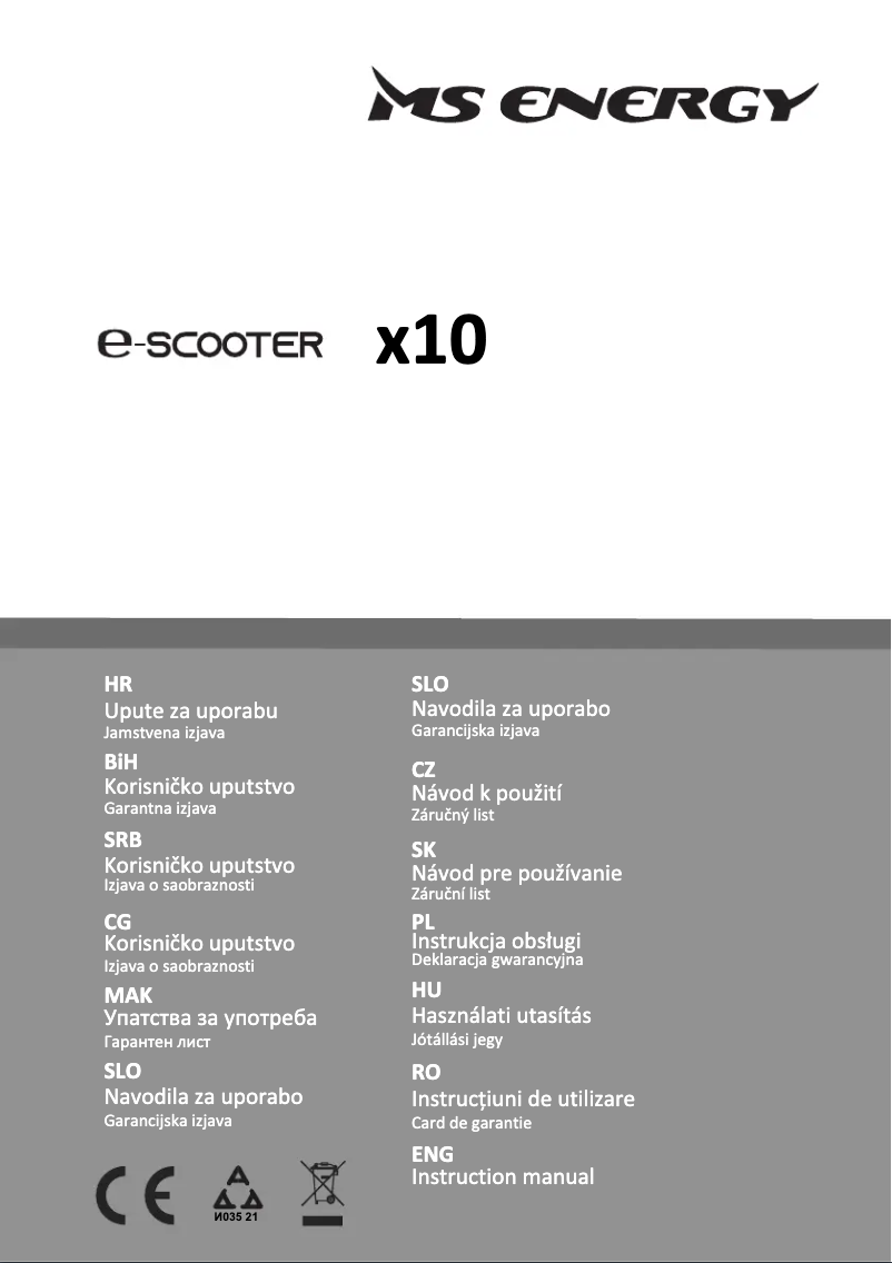 Page 1 de la notice Manuel utilisateur MS Energy X10