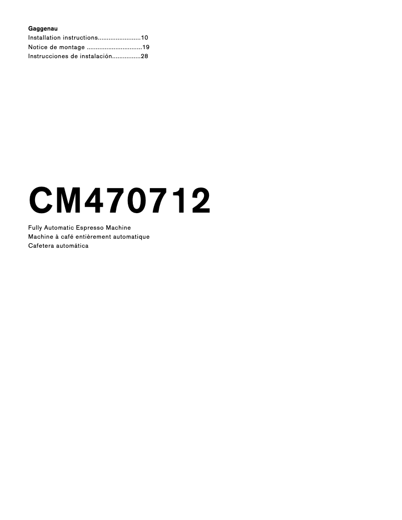 Page n°1 - Guide d'installation Gaggenau CM470712