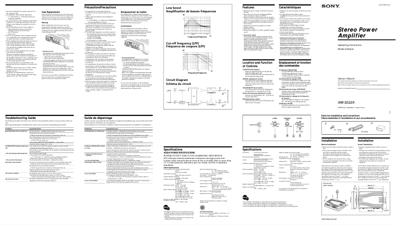Page 1 de la notice Manuel utilisateur Sony XM-SD22X