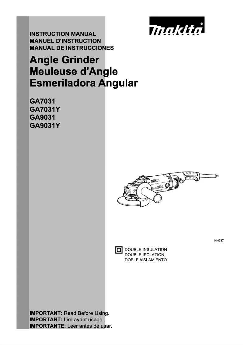 Image de la première page du manuel de l'appareil GA9031Y