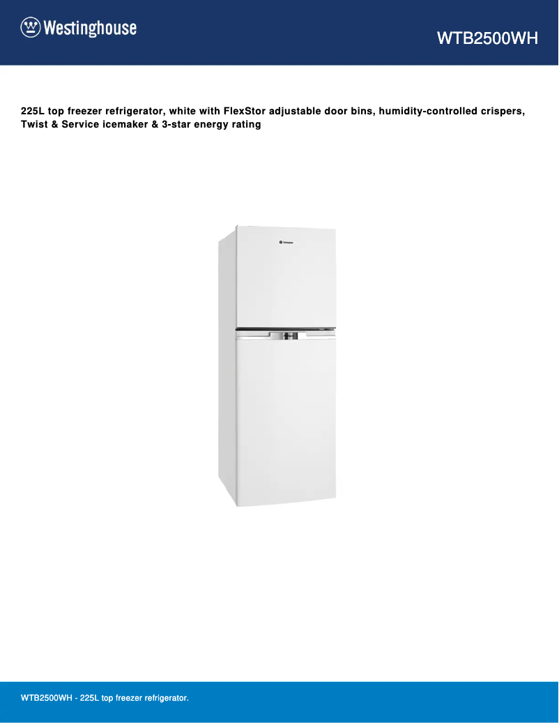 Image de la première page du manuel de l'appareil WTB2500WH