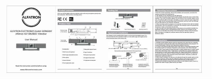 Page n°1 - Manuel utilisateur Alfatron ALF-SBUSB2C