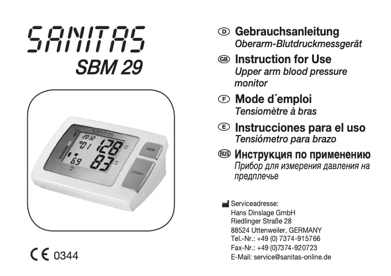 Image de la première page du manuel de l'appareil SBM 29