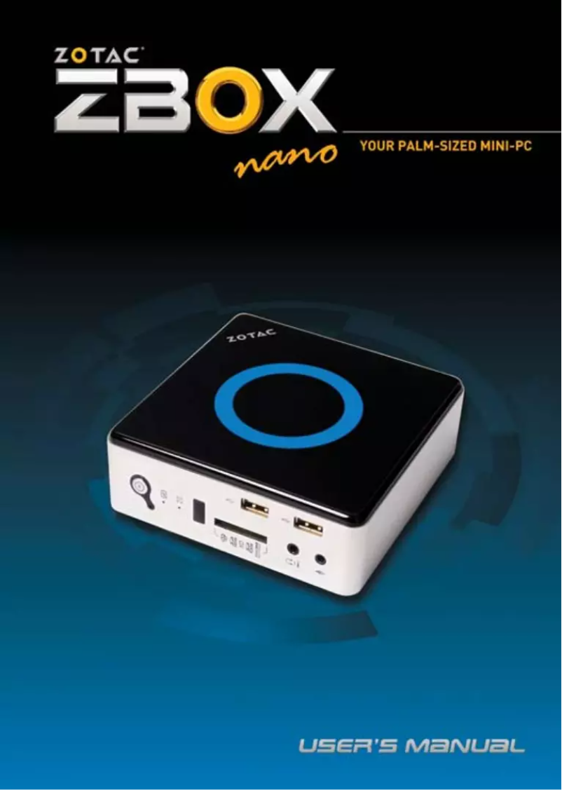 Image de la première page du manuel de l'appareil ZBOX nano ID67