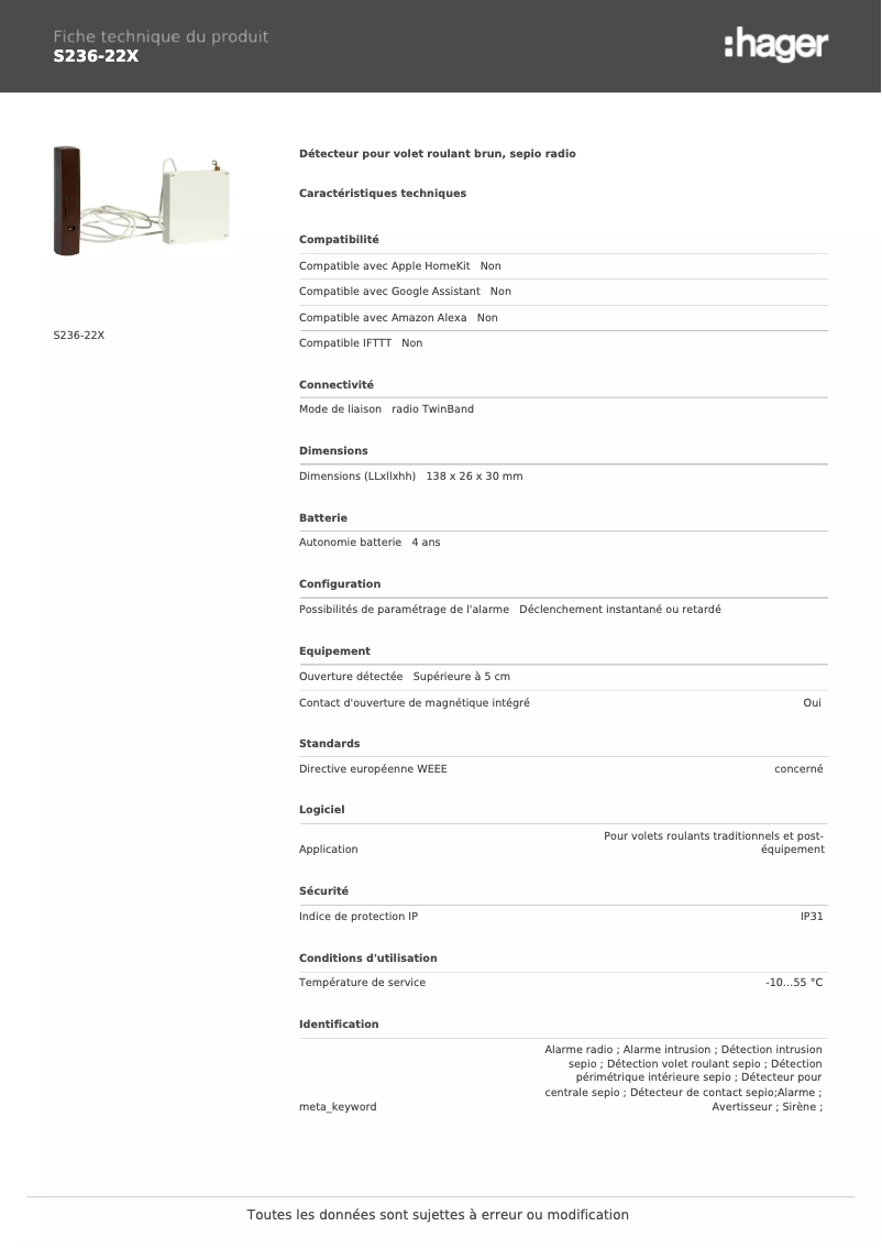 Image de la première page du manuel de l'appareil S236-22X