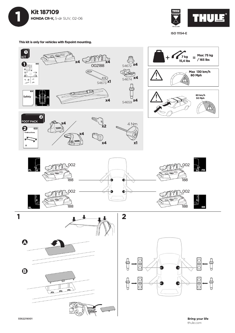 Página 1 del manual Manual de usuario Thule Kit 187109