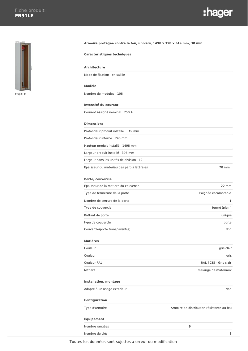 Image de la première page du manuel de l'appareil FB91LE