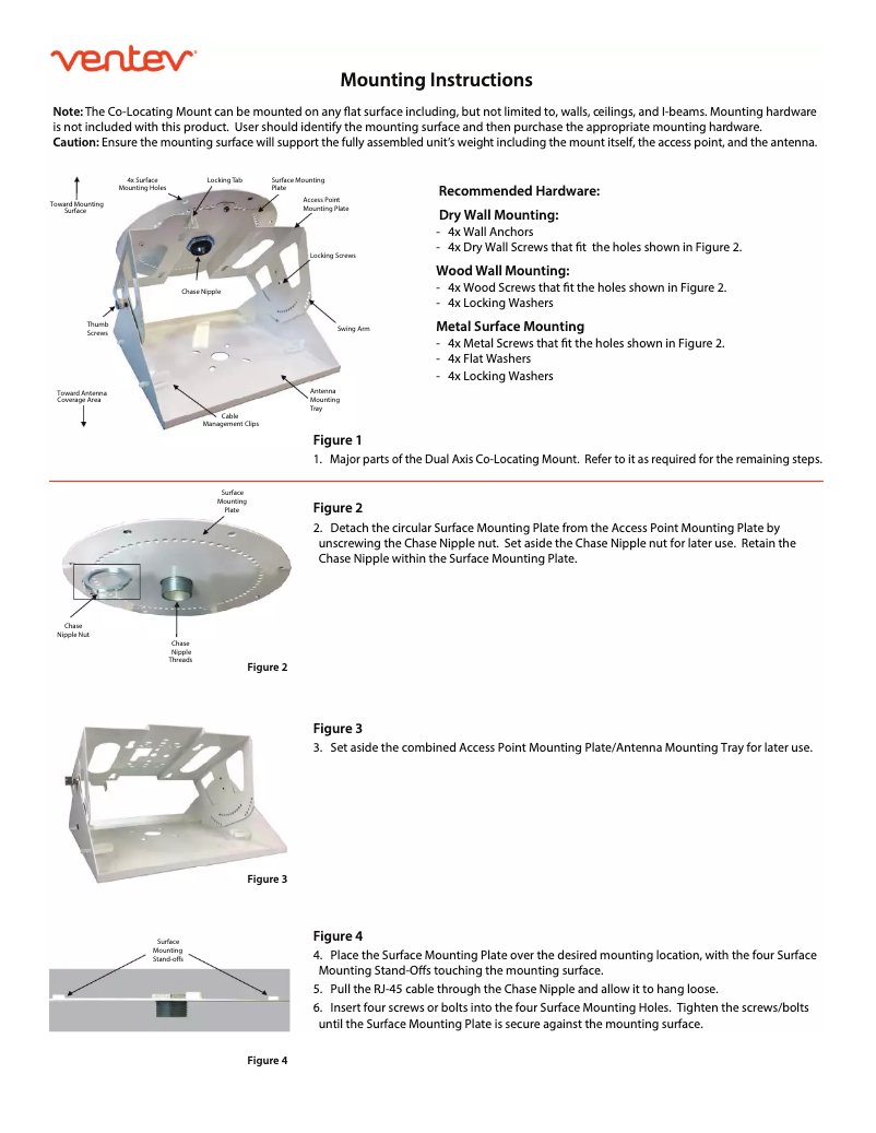 Page 1 de la notice Manuel utilisateur Ventev TW-COLOMOUNT-2