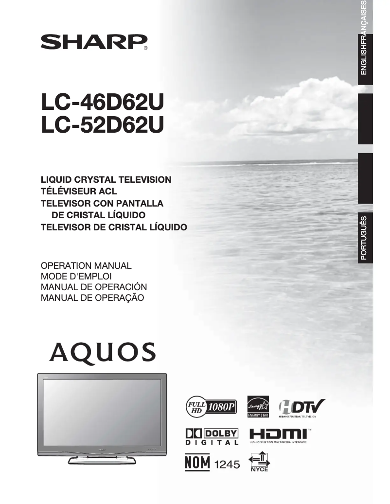 Imagen de la primera página del manual del dispositivo Aquos LC-52D62U