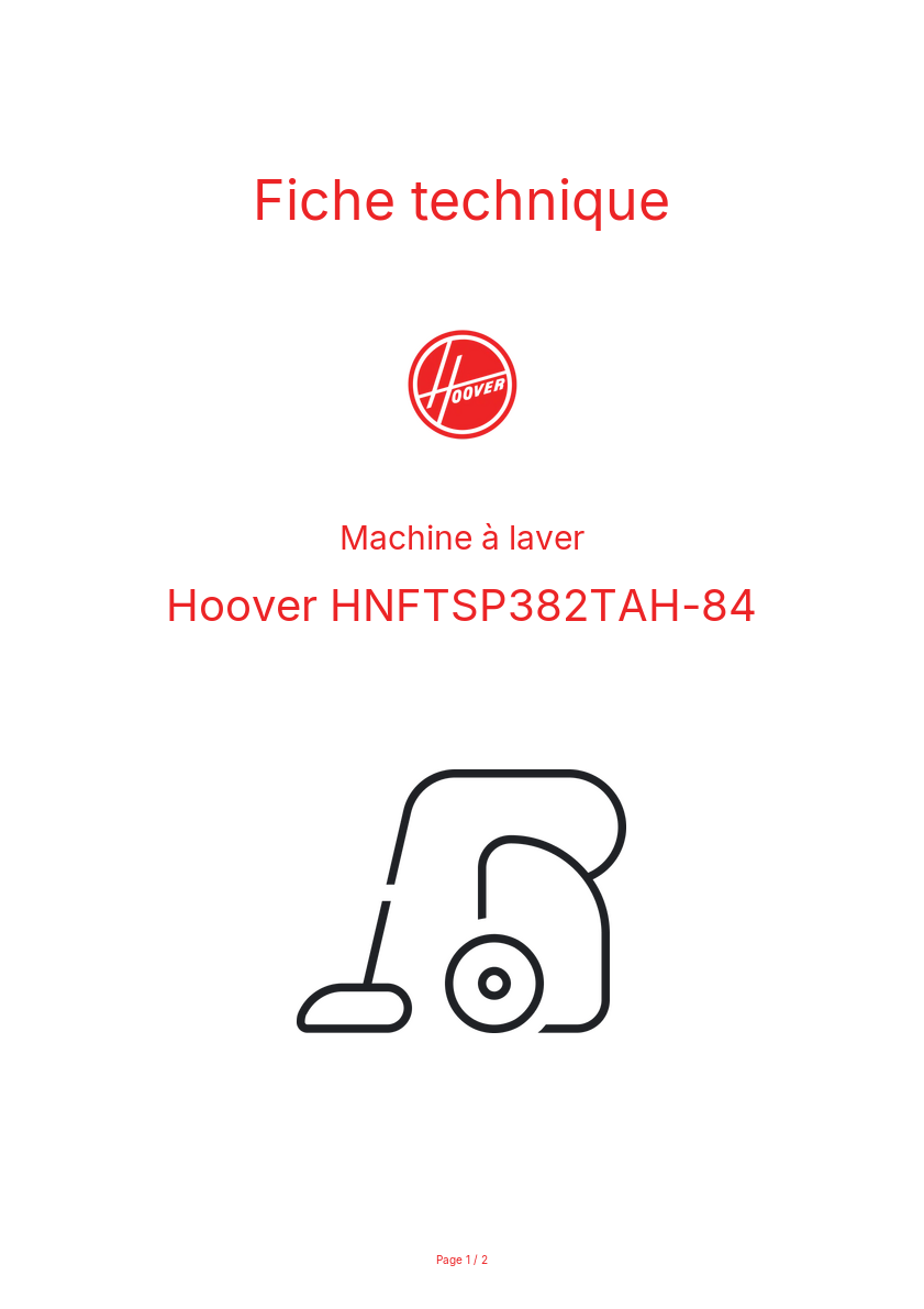 Page n°1 - Fiche technique Hoover HNFTSP382TAH-84