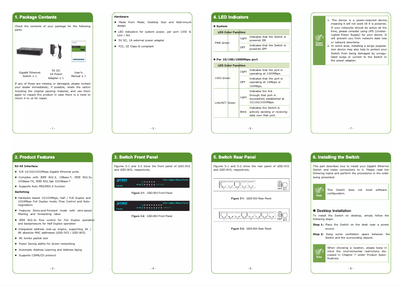 Page 1 de la notice Manuel utilisateur Planet GSD-503