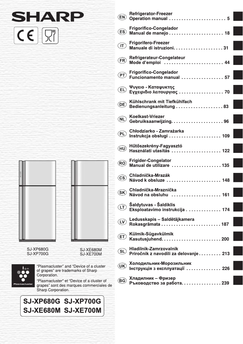 Page 1 de la notice Manuel utilisateur Sharp SJ-XP680GBK