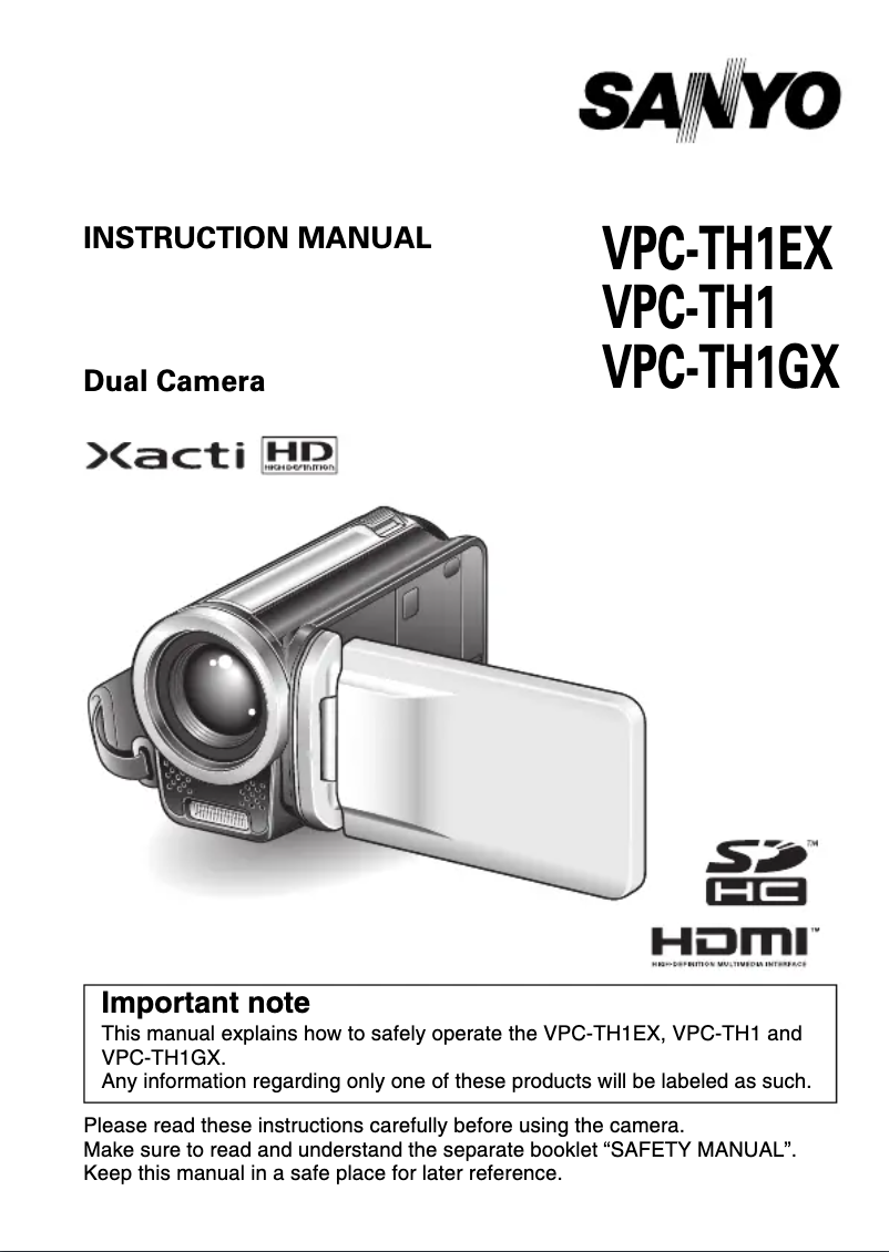 Image de la première page du manuel de l'appareil Xacti VPC-TH1EX