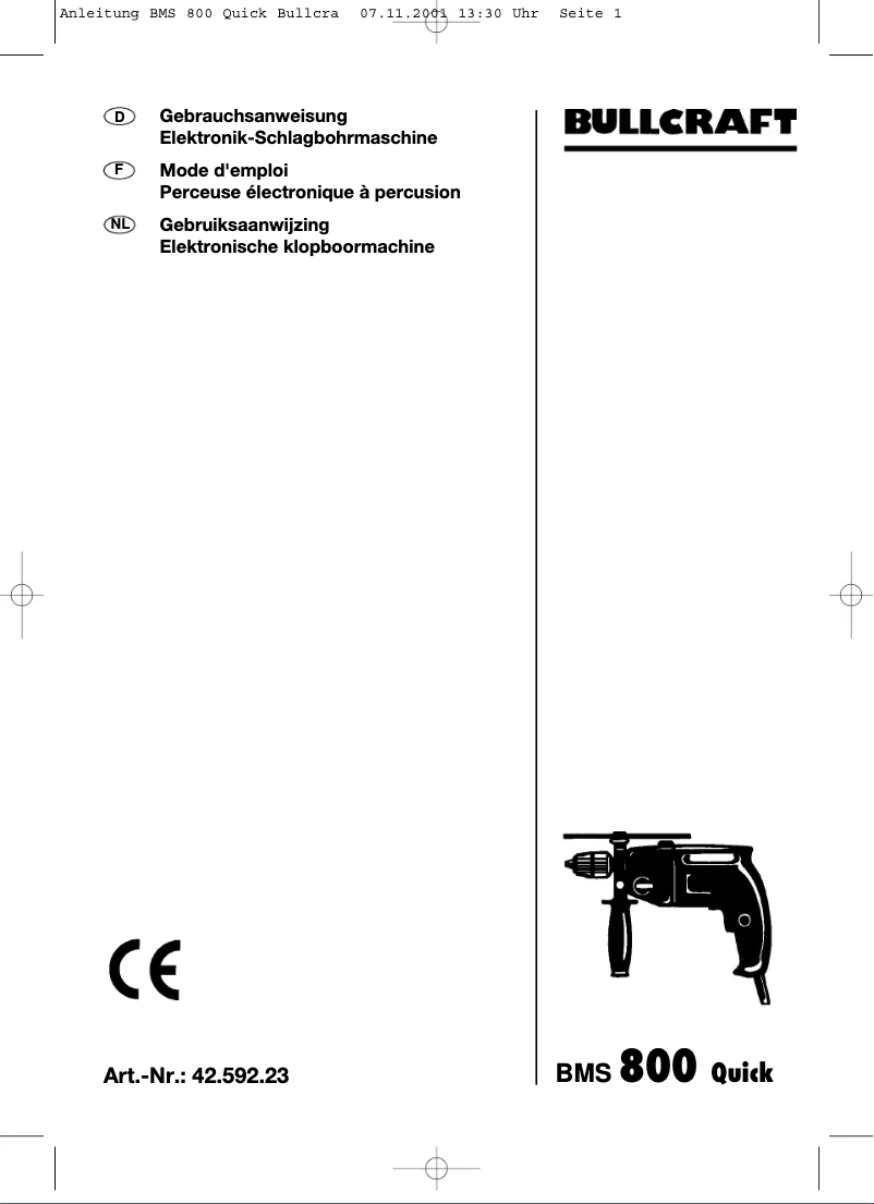 Image de la première page du manuel de l'appareil BMS 800 Quick
