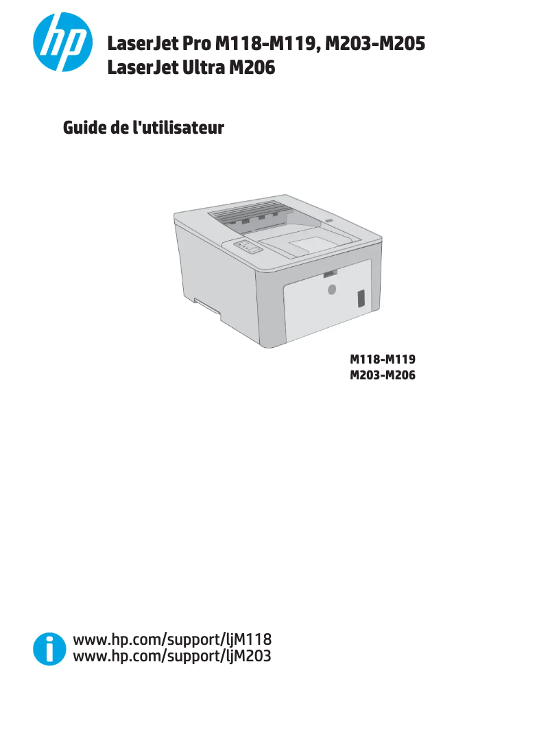Image de la première page du manuel de l'appareil LaserJet Ultra M206