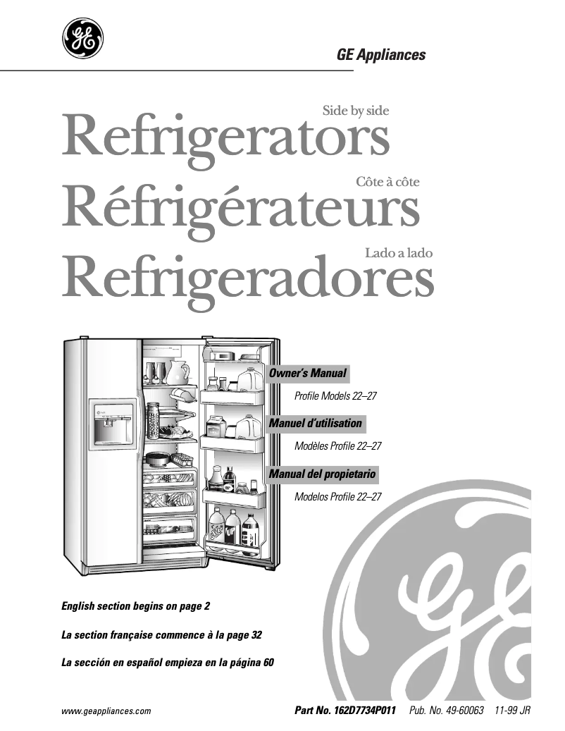 Page 1 de la notice Manuel d'utilisation et d'entretien GE Profile Performance TFX22PPDWW