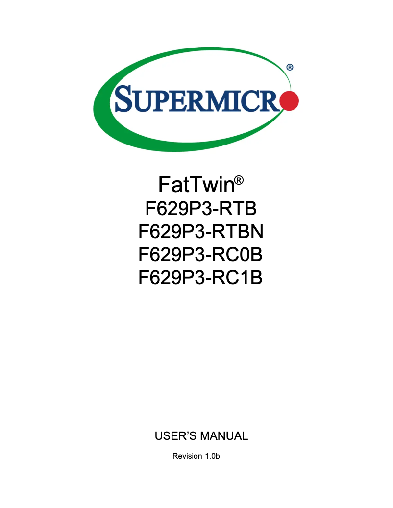 Page 1 de la notice Manuel utilisateur Supermicro SuperServer F629P3-RTBN