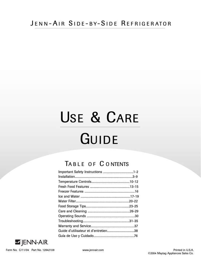 Página 1 del manual Manual de usuario JennAir JCD2295KEP