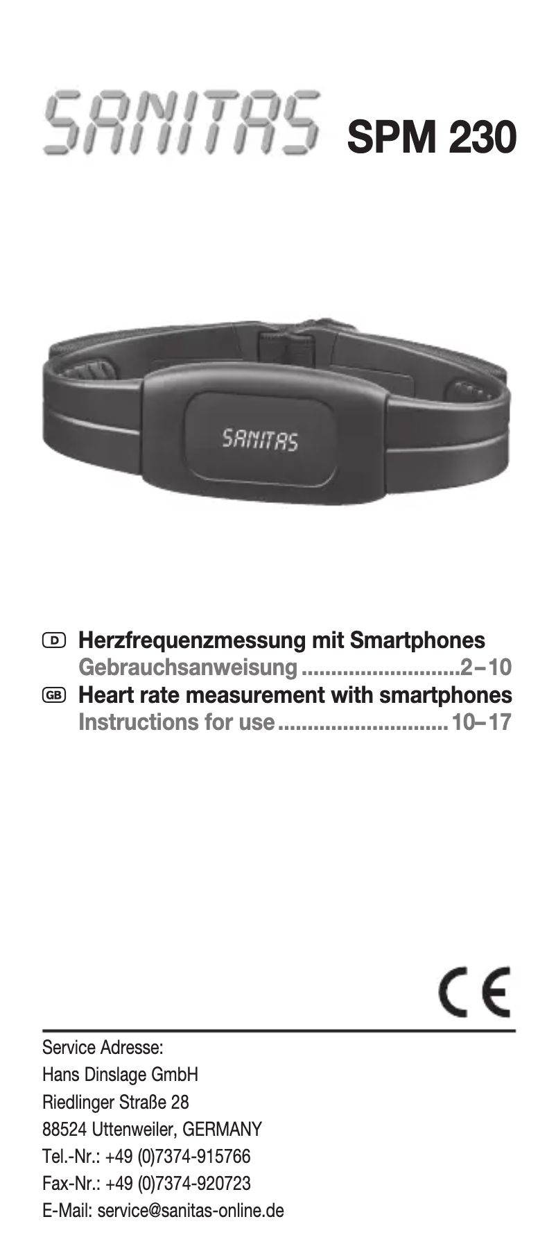 Page 1 de la notice Manuel utilisateur Sanitas SPM 230