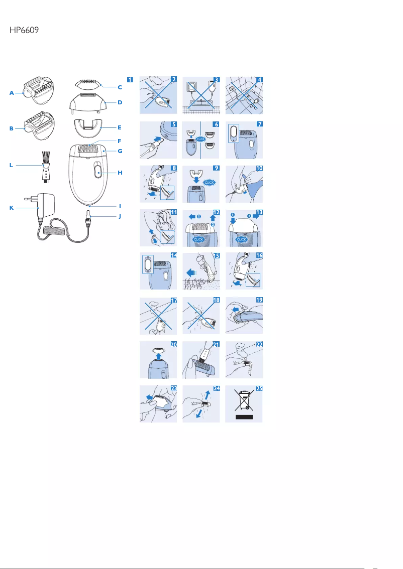 Page 1 de la notice Manuel utilisateur Philips Satinelle HP6609