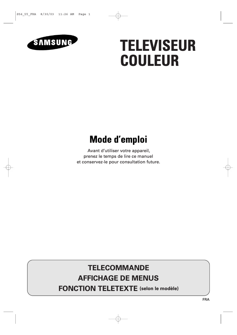 Page 1 de la notice Manuel utilisateur Samsung CW-21A113N