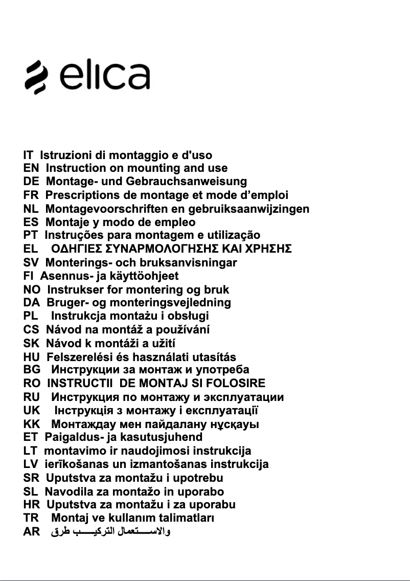 Page n°1 - Manuel utilisateur Elica Acuta