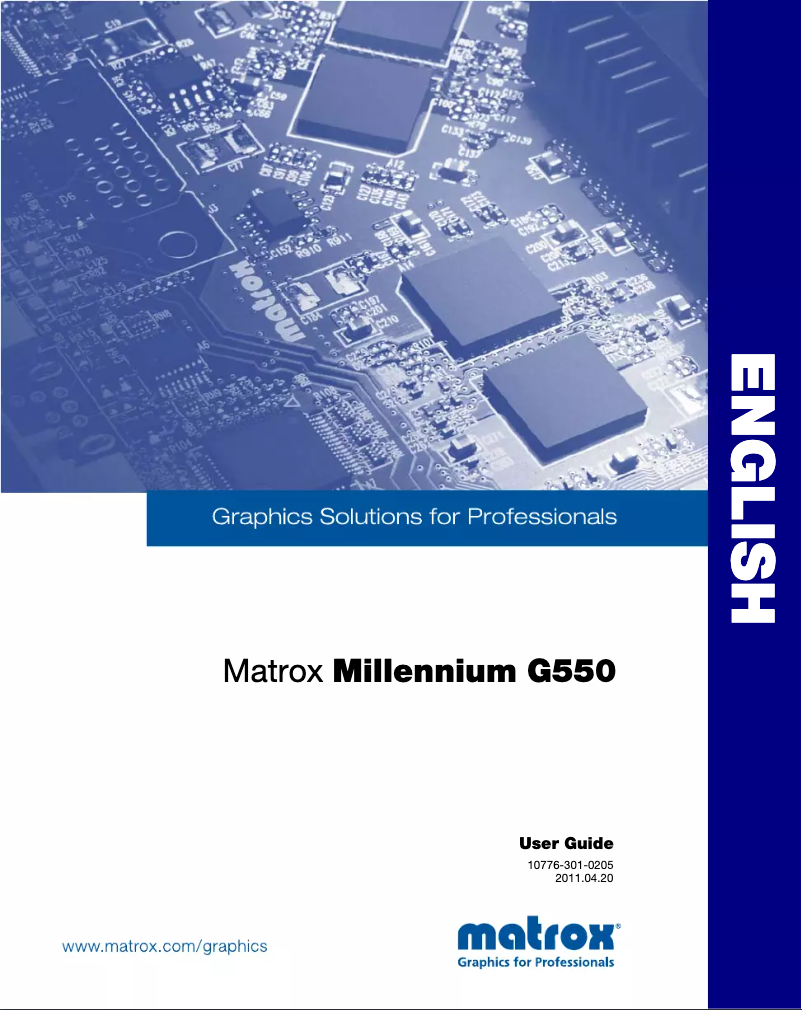 Page 1 de la notice Manuel utilisateur Matrox G550 LP PCIe