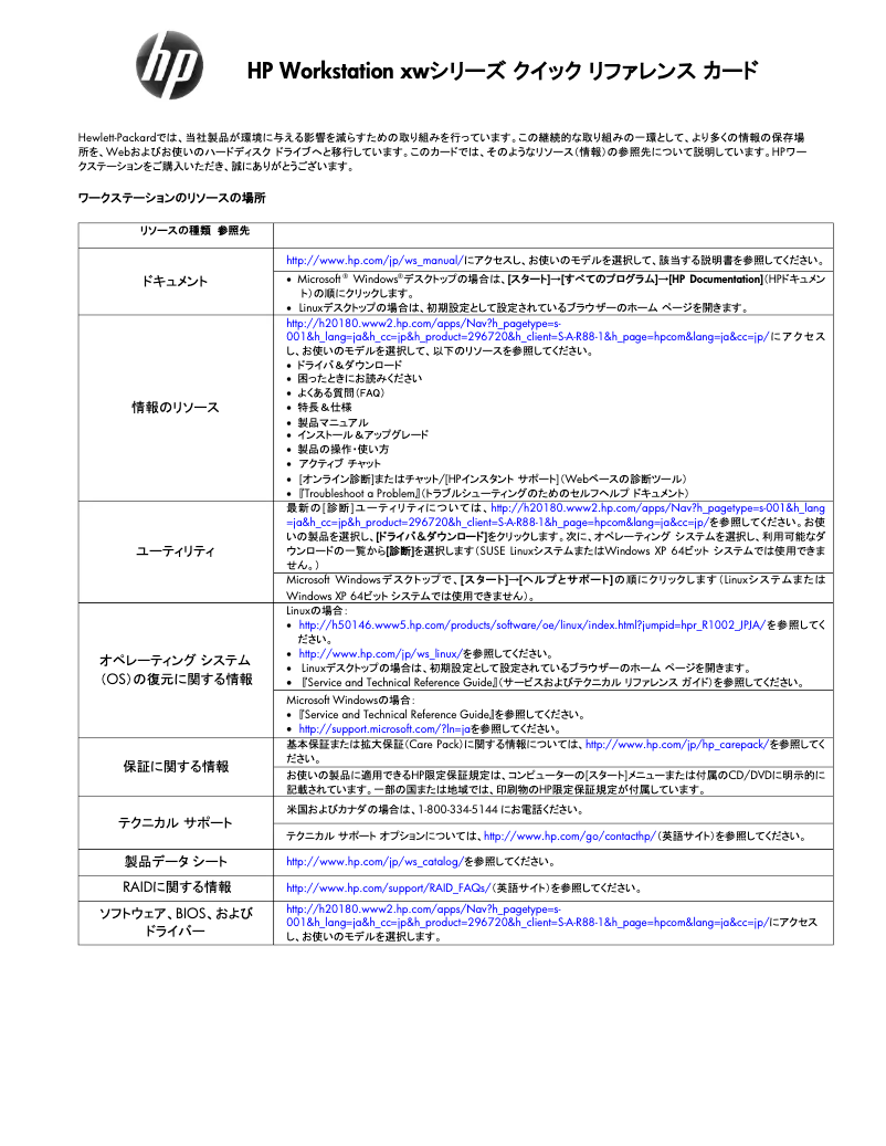 Page 1 de la notice Guide de démarrage rapide HP xw8200