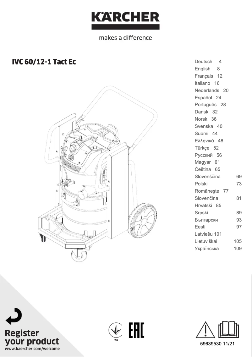 Page n°1 - Manuel utilisateur Kärcher IVC 60/12-1 Tact Ec