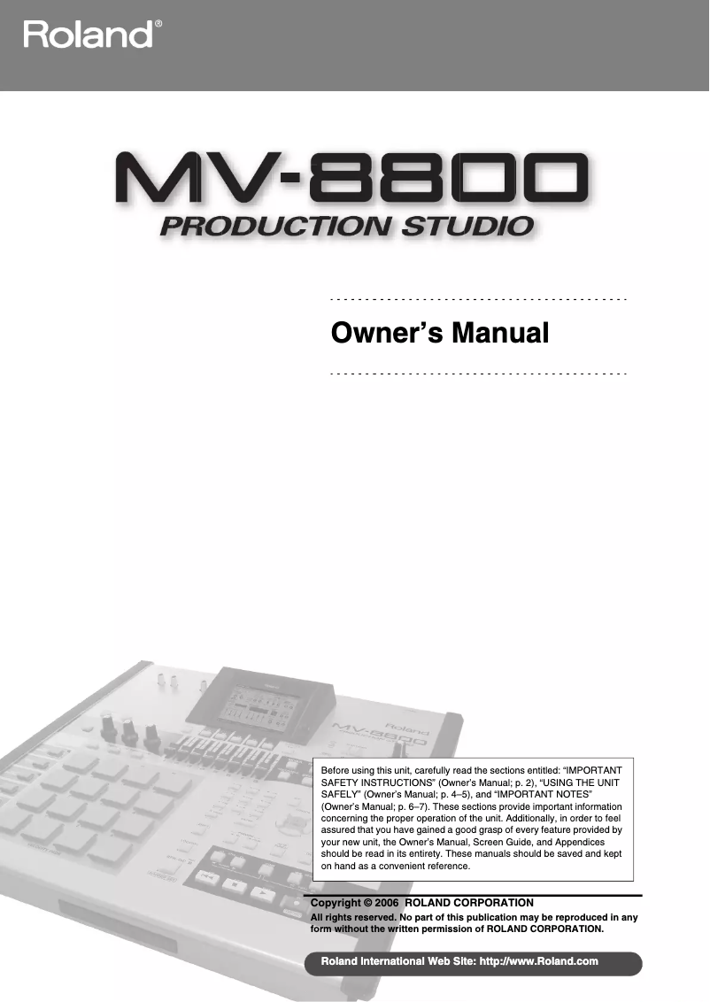 Page n°1 - Manuel utilisateur Roland MV-8800