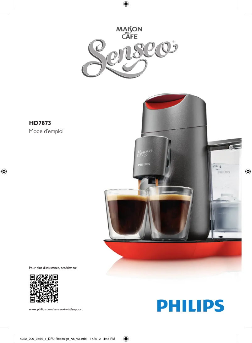 Page 1 de la notice Manuel utilisateur Philips Senseo Twist HD7873