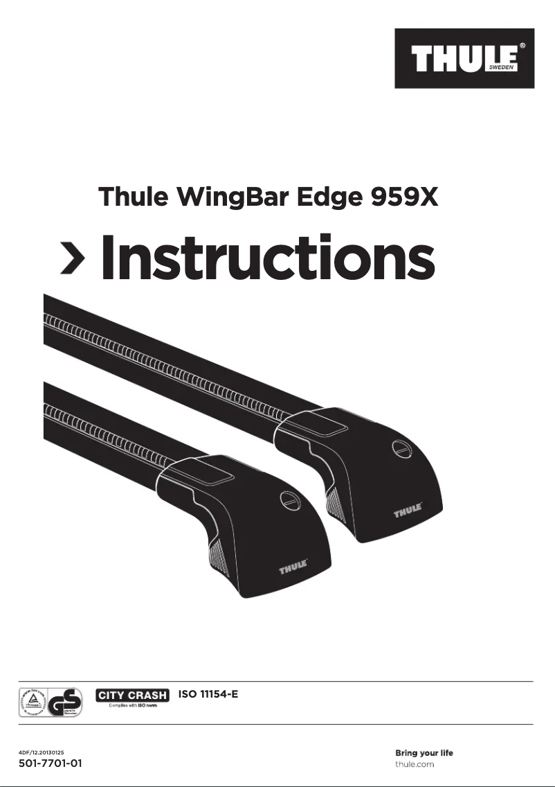 Page 1 de la notice Manuel utilisateur Thule WingBar Edge 959X
