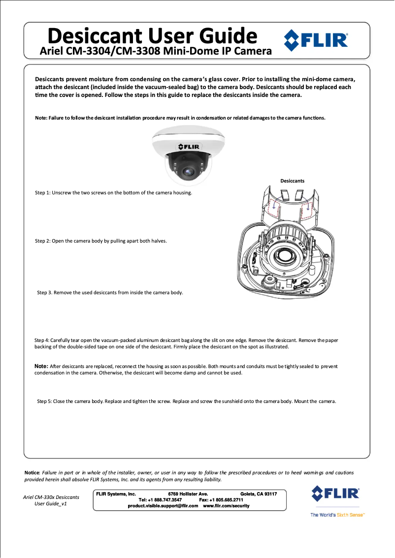 Page 1 de la notice Manuel utilisateur FLIR Ariel CM-3304