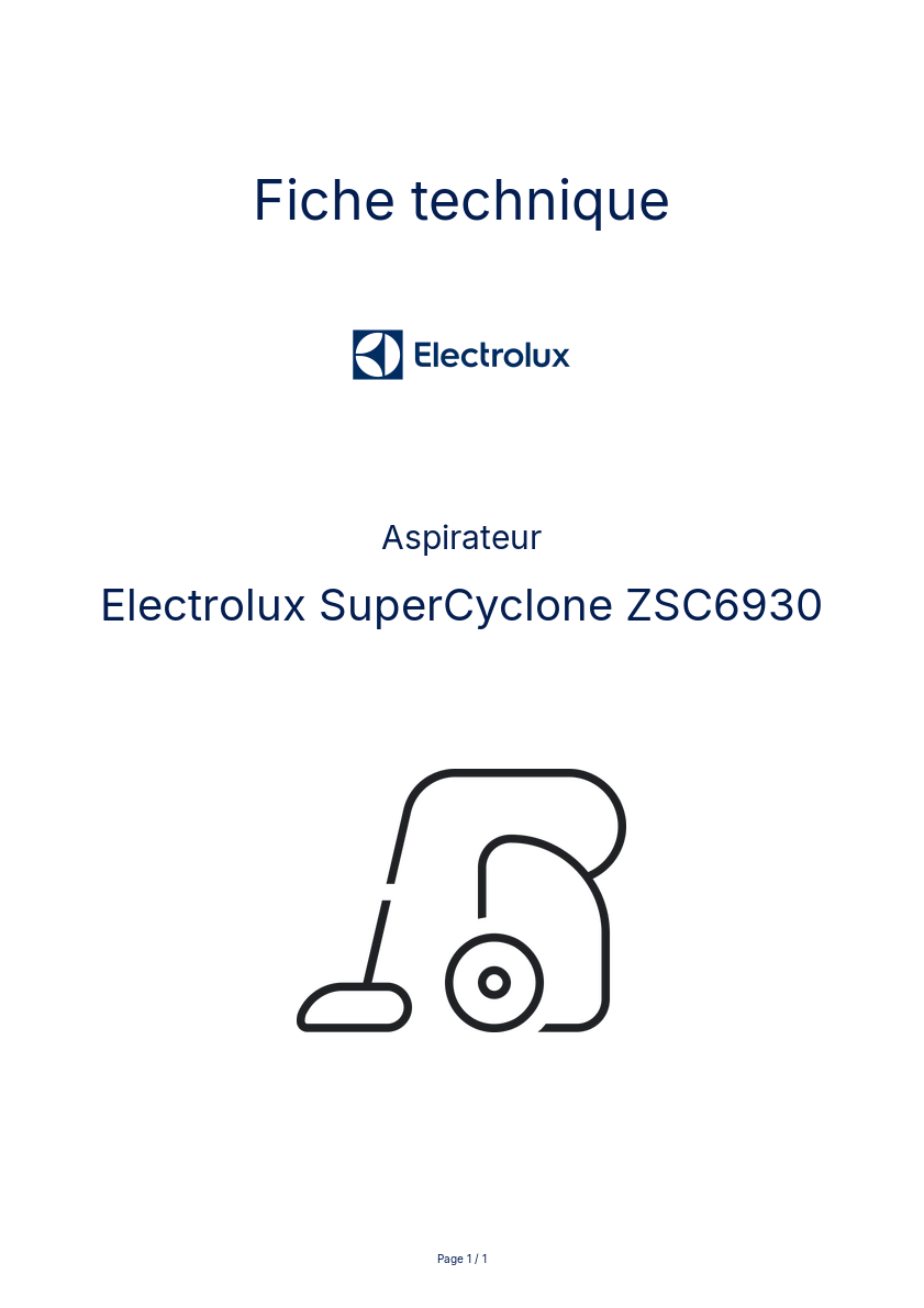 Image de la première page du manuel de l'appareil SuperCyclone ZSC6930