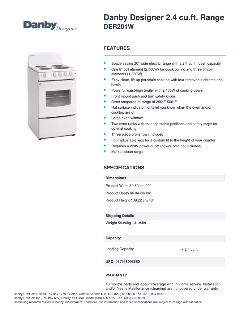 Image de la première page du manuel de l'appareil DER201W